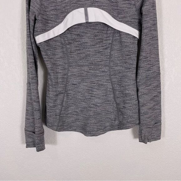 Lululemon Striped Grey & White Zip Up Work Out Define Jacket - Picture 6 of 8
